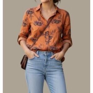 Garnet Hill Women’s Easy Linen Button-Up Top Size 8 Lightweight Lagenlook